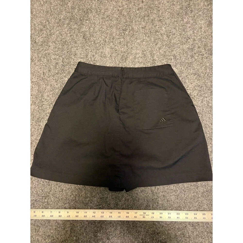 adidas Stretch Womens Size 2 Black Golf Skort Built In Shorts Zip Pockets